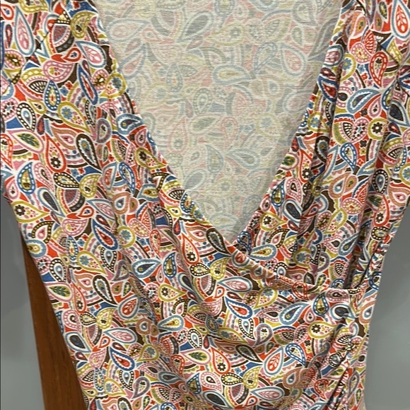 Boden Pink and Orange Wrap Blouse with Ruched Sleeves - Picture 3 of 7